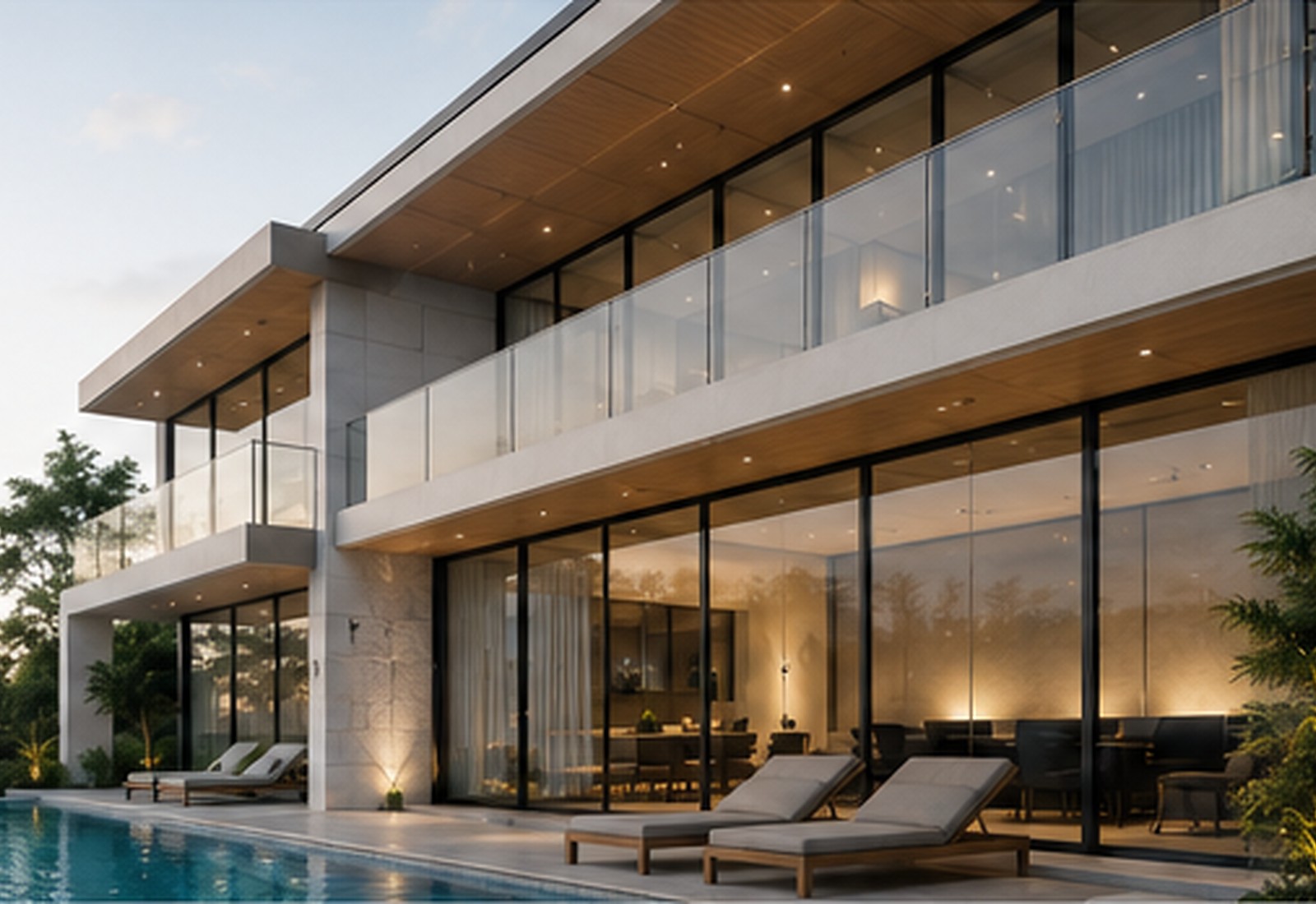Modern villa with architectural glass