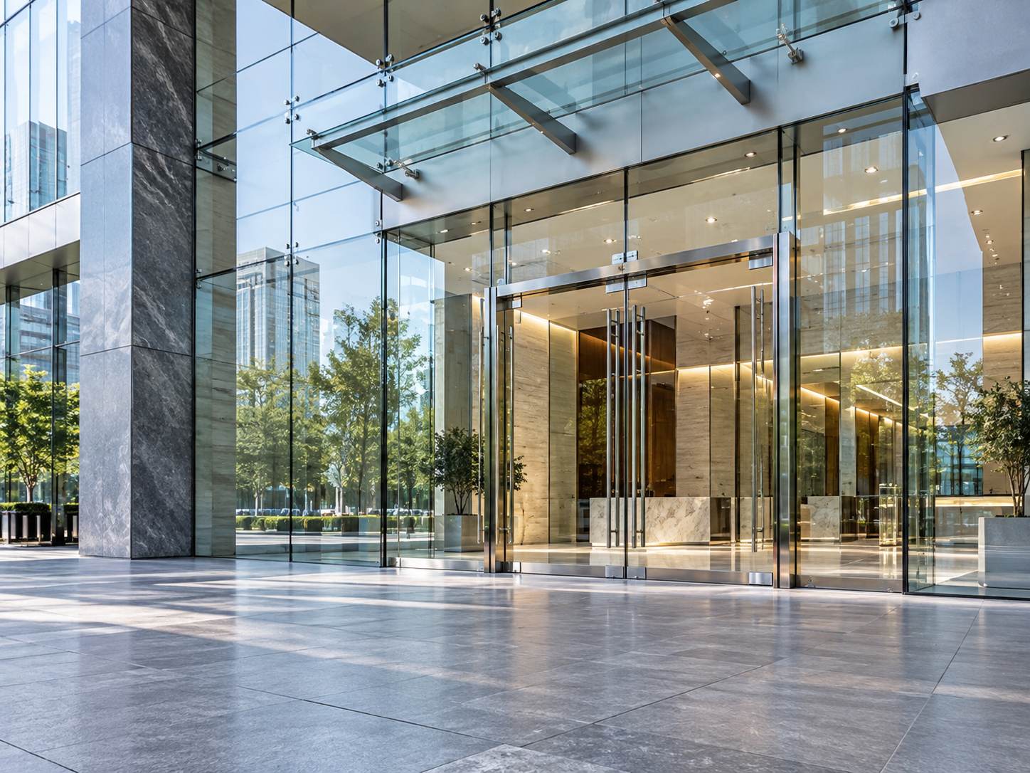 Tempered glass storefront and architectural glazing